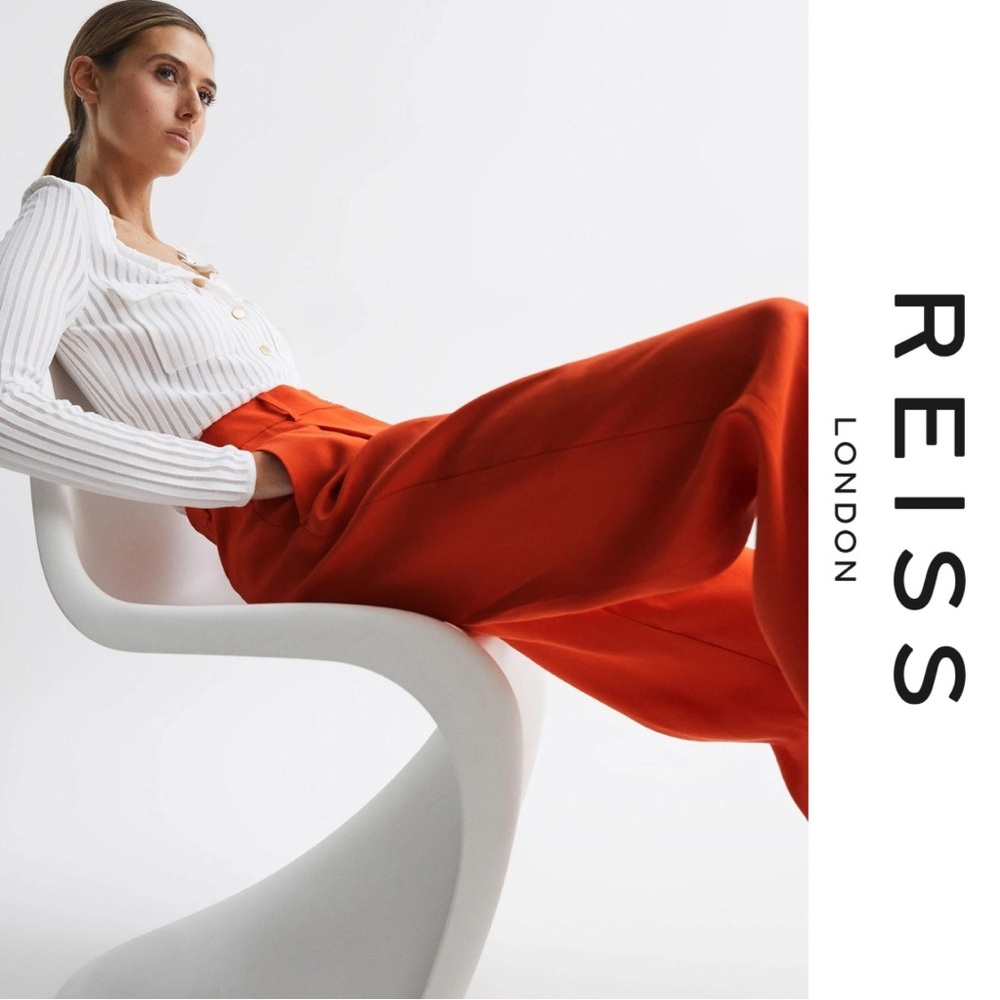 NWT Reiss Hollie Hollie Wide Leg High Waist Trousers Pants